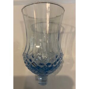 Vintage Homco‎ Blue Tint Diamond Ribbed Glass Peg Candle Holder 5.5"